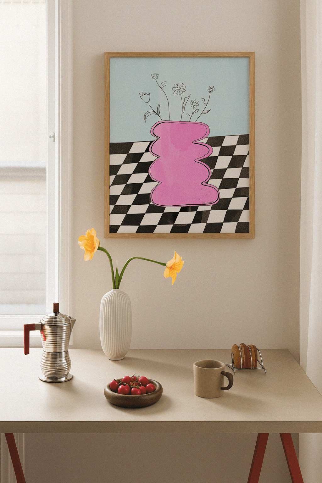 Checkerboard Vase Poster
