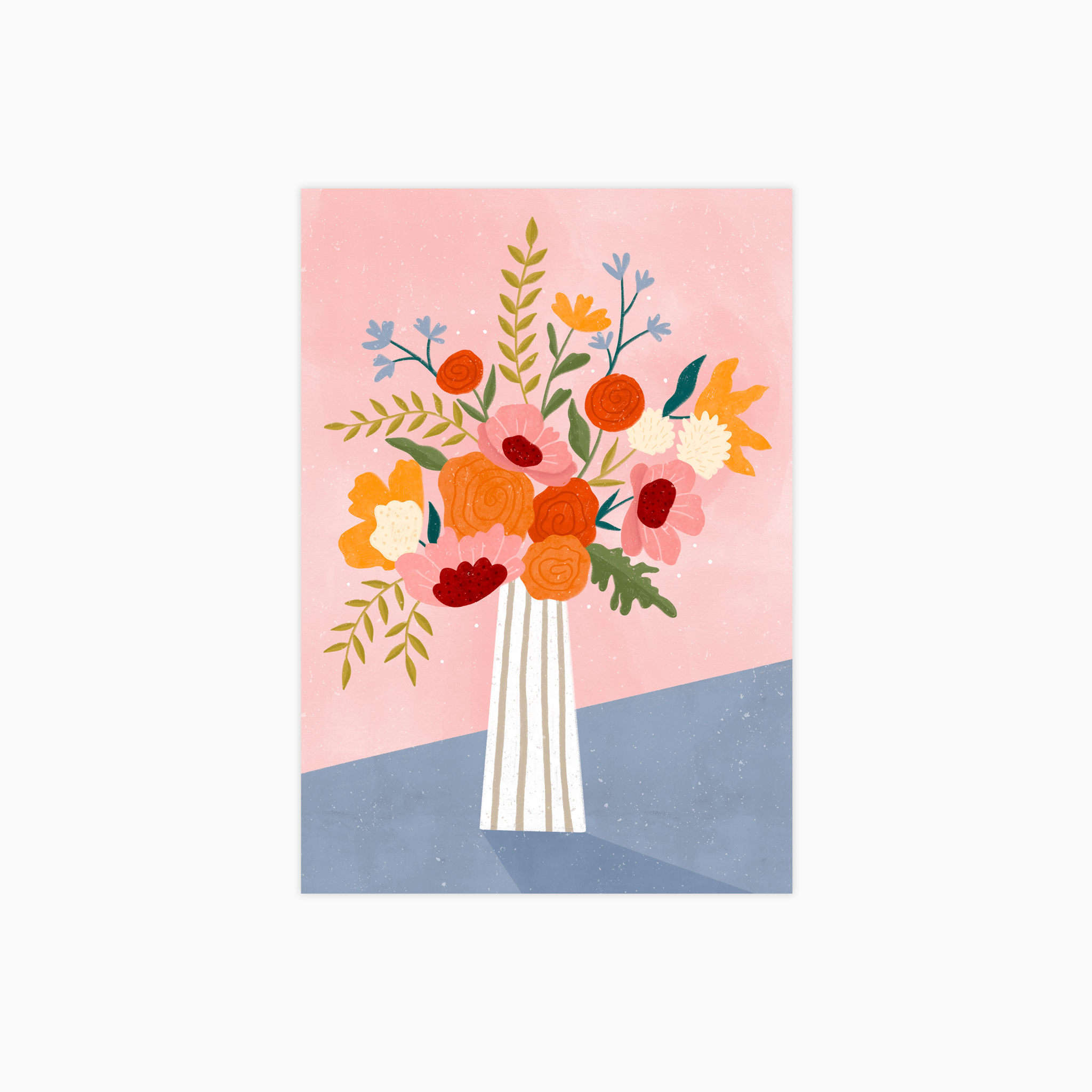 Line Vase with Flowers Poster