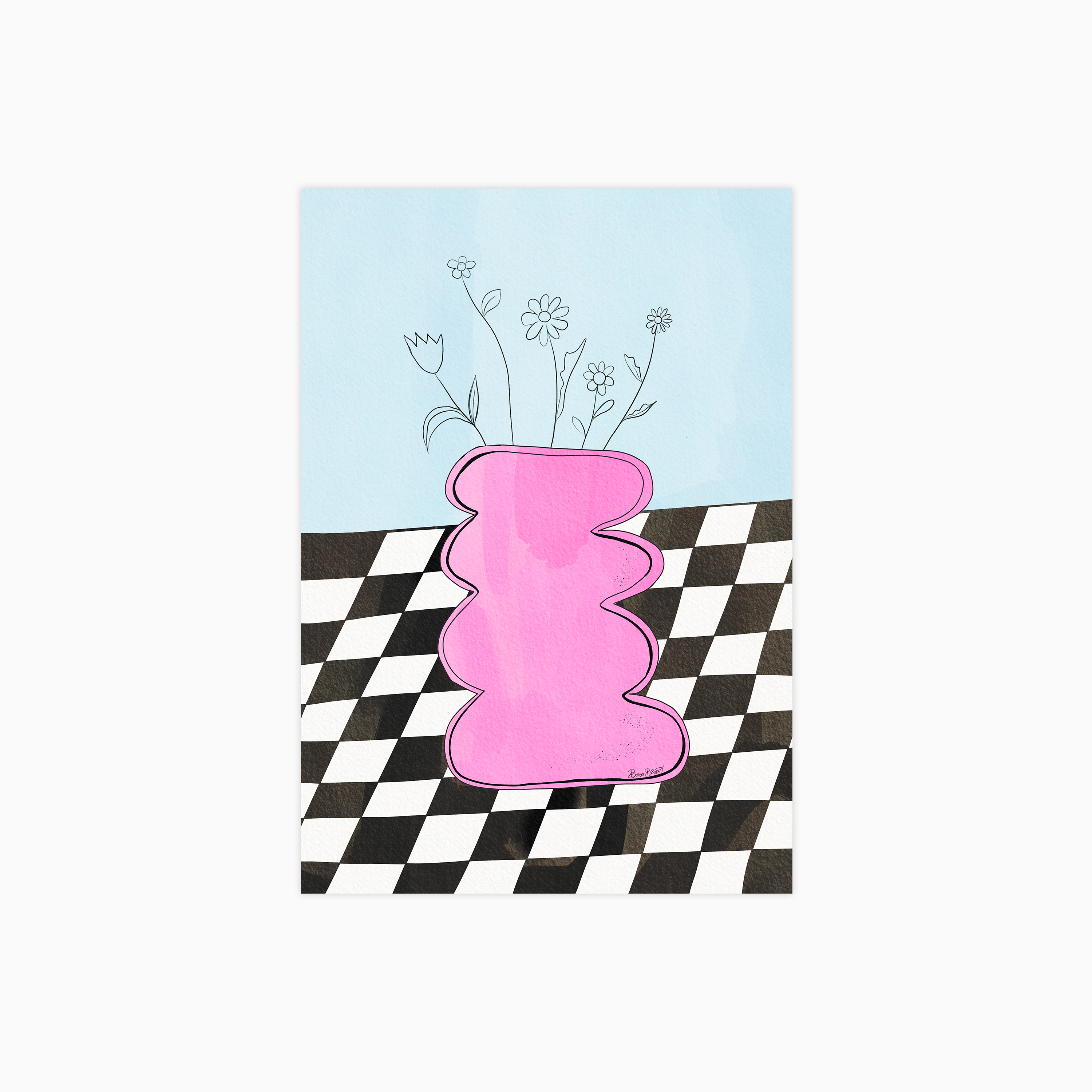 Checkerboard Vase Poster