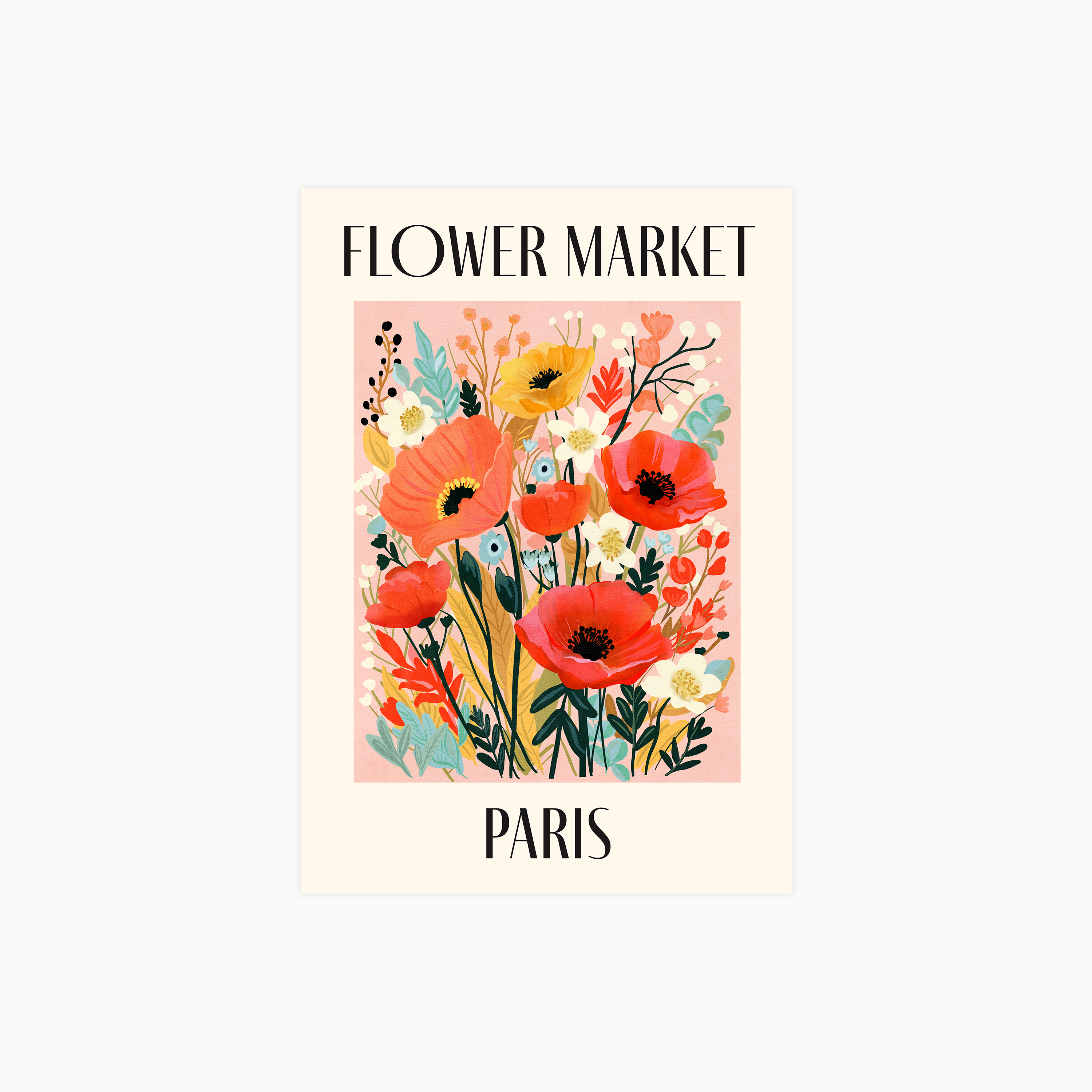 Paris Flower Market Travel Poster