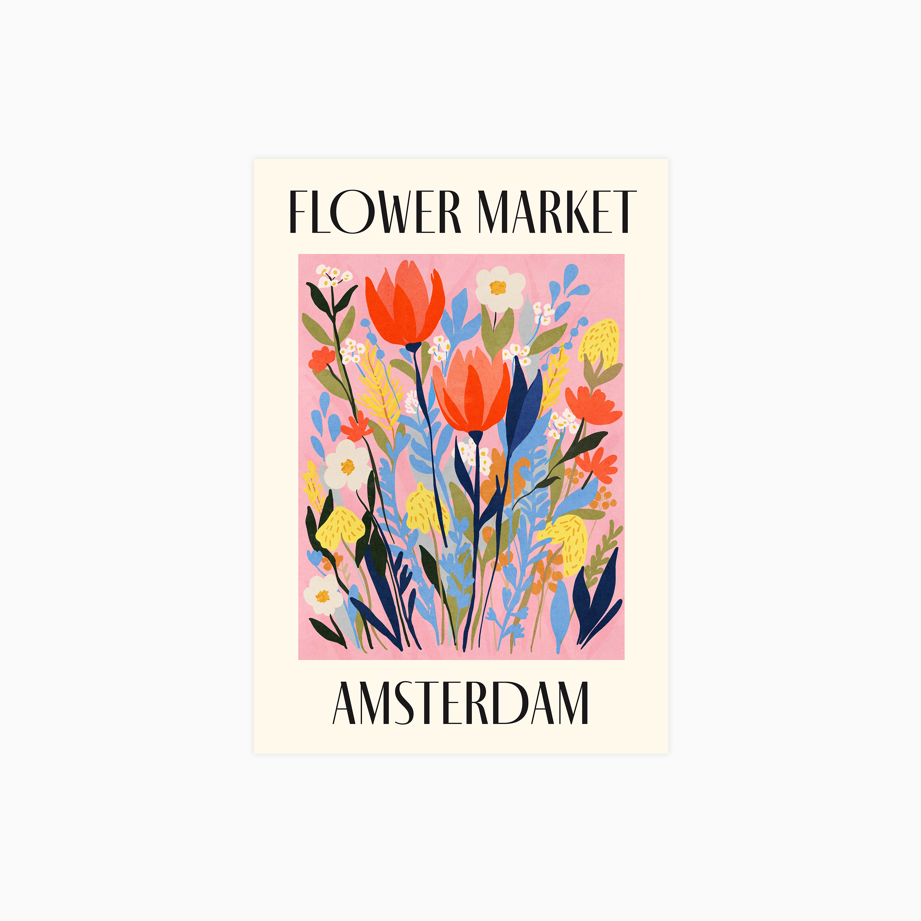 Amsterdam Flower Market Travel Poster