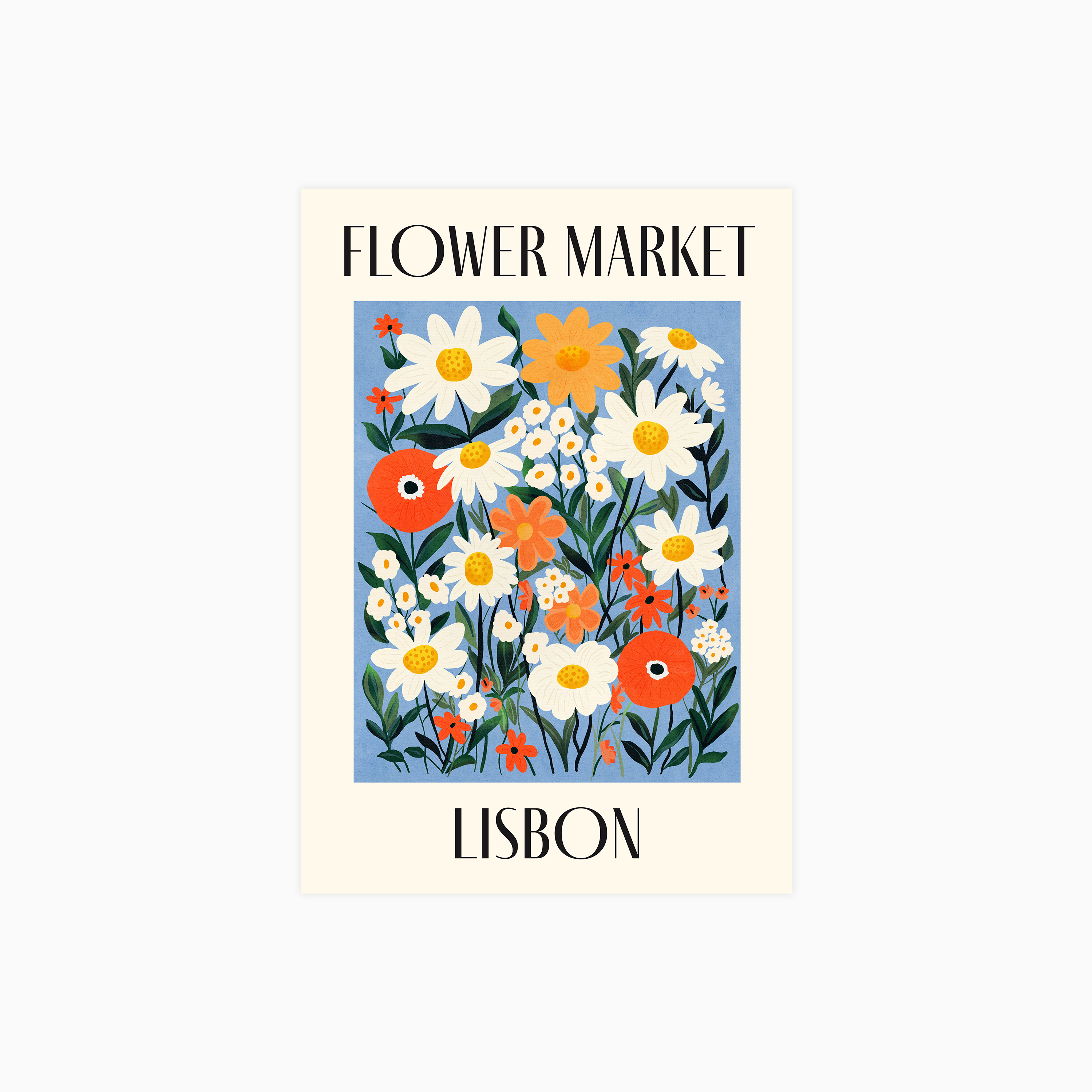 Lisbon Flower Market Travel Poster